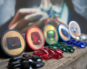 Upgrade Gem Set for Splendor Board Game - Glass Rhinestone Jewels and Metal Coins
