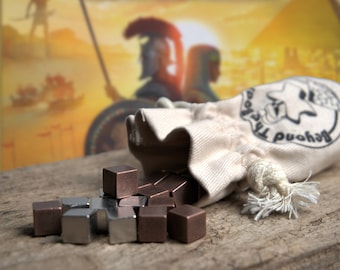 Metal Cubes, 7 Wonders Duel Agora Expansion compatible (24 pieces in bag)