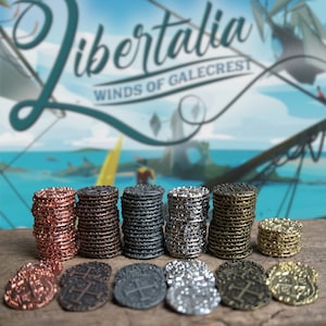 Metal Coins, Libertalia: Winds of Galecrest compatible, Gold, Silver, Copper Doubloons
