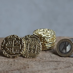 Monete di metallo extra large Oro, Argento, Rame Tesoro dei pirati Doblone immagine 3