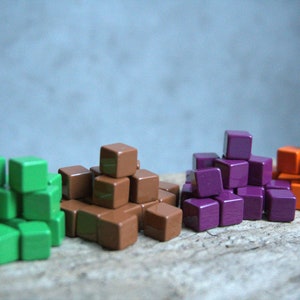 Metal Cubes for board games, 8mm, resource/ component upgrade set (8mm, 25/50 pieces, choose your colour)