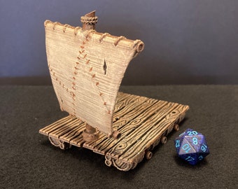 Barrel Raft from Depths of the Savage Atoll by EC3D / Painted 28mm miniature for Dungeons & Dragons DnD / Pirate Smuggler Shipwreck Ship