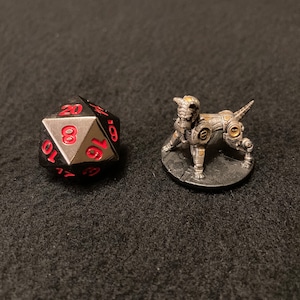Robot Dog by EC3D / Painted 28mm miniature for Dungeons and Dragons DnD / Canine Artificer Companion Clockwork Automaton Steampunk