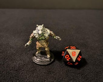 Orc Barbarian / Painted 28mm miniature for Dungeons and Dragons DnD / Wolf Skin Pelt Horde Fighter Warrior