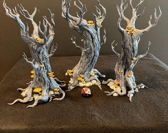 Gloomwood Trees by Printable Scenery / Painted 32mm miniature scatter terrain fo Dungeons and Dragons DnD / Dark forest Underdark Evil Scary