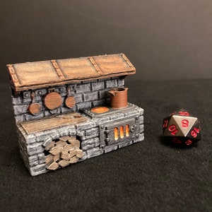 Kitchen Counter and Stove by EC3D / Painted 28mm miniature scatter terrain furniture for Dungeons & Dragons DnD / Inn Tavern Bar