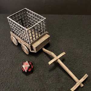 EC3D のプリズン ワゴン / ダンジョンズ アンド ドラゴンズ DnD 用塗装済み 28 mm ミニチュア / 奴隷カート 囚人警備員
