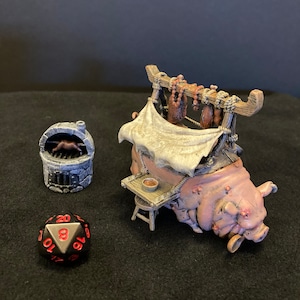 Undur and Dire Pig by Cast n Play / Painted 28mm miniature scatter terrain for Dungeons and Dragons DnD / Giant Pig Food Cart Meat Vendor