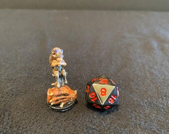 Halfling Female Dragonslayer by Wildspire / Painted 32mm miniature for Dungeons and Dragons DnD / Hobbit Warrior Fighter Barbarian Girl