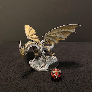 Clockwork Dragon by Pathfinder Deep Cuts / Painted 28mm miniature for Dungeons and Dragons DnD / steampunk robot boss iron golem construct