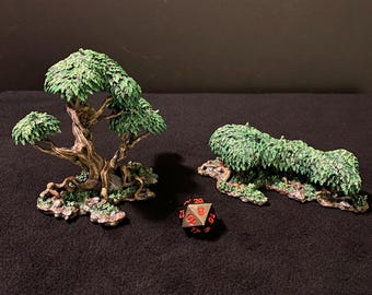 Albero e cespuglio sparsi nella palude crepuscolare di 3DEgos / Terreno in miniatura da 28 mm per Dungeons and Dragons DnD / Alberi, cespugli di bayou, palude, fiume