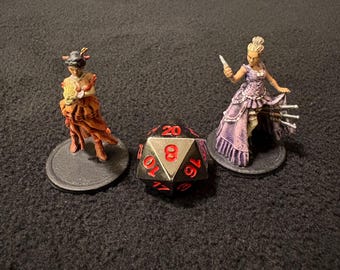 Charlotte and Annie, Ladies in Pink by Crippled God Foundry / Painted 32mm miniatures for Dungeons and Dragons DnD / Female Rogue Assassins