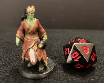 Female Half Orc Spellcaster custom made by Hero Forge / Painted 28mm scale miniature for Dungeons & Dragons DnD / Cleric Warlock Sorcerer