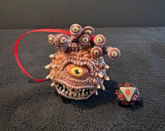 Beholder Christmas Tree Ornament / Painted 32mm miniature for Dungeons and Dragons DnD / Festive Eye Tyrant