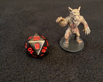 Zombie Werewolf / Painted 28mm miniature for Dungeons and Dragons DnD / Damaged wolf man undead evil creature