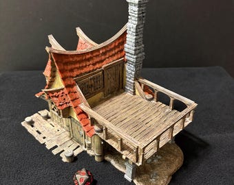 River Master’s House by 3DP4U / Painted 32mm miniature terrain building for Dungeons and Dragons DnD / Bayou Swamp Home