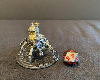 Steam Powered Spider by Medusa / Painted 32mm miniature for Dungeons and Dragons DnD / Robot Automaton Clockwork Arachnid Monster Construct