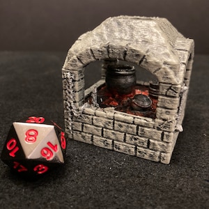 Cucina centrale Fuoco di cottura / Terreno sparso in miniatura dipinto da 28 mm per Dungeons & Dragons DnD / Tavern Inn Bar