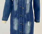Distressed Denim Duster Jacket