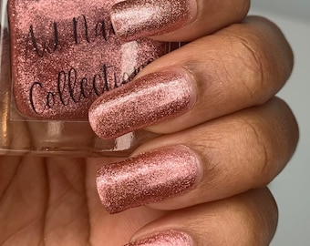 Rose Gold Nail Polish Varnish 5ml and 10ml Bottles UK Indie Brand Manicure Shimmer Flakie Nails Nail Art Vegan Beauty Summer Colours Gifts