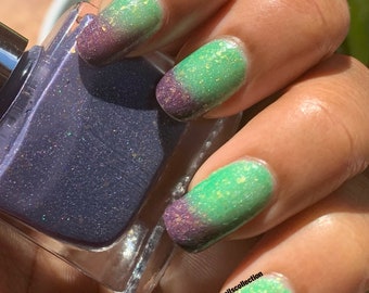 Purple Blue Green Thermal Nail Polish With Holographic Glitter Flakies 5ml & 10ml Bottles UK Indie Nail Polish Brand Colour Change Art 2026
