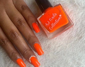 Neon Orange Nagellack Lack 5ml und 10ml Flaschen UK Indie Nail Brand Helle Nagelfarben Schnelltrocknend Nail Art Vegan Beliebt Sommer 2026