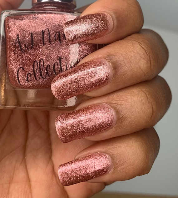 Rose Gold Shimmer Flake Indie Nail Polish Varnish 5ml 10ml Vegan Cruelty Free 10-free Handmade UK Seller AJ Nails Collection Fun | Rose Gold Shimmer Flake Indie Nail Polish Varnish 5ml 10ml Vegan Cruelty Free 10-free Handmade UK Seller AJ Nails Collection Fun |