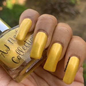 Yellow Nail Polish Varnish 5ml and 10ml Bottles Spring Summer Nail Colours UK Indie Brand Vegan Cosmetics Gift Ideas Nail Art Manicure Glam