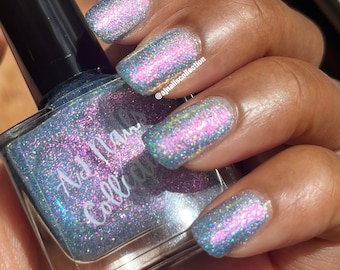 Ein wechselnder Pink Lila Grün Orange Gold Nagellack Lack mit Holographic Glitter 5ml und 10ml Flaschen UK Indie Brand Sommer 2026 Vegan