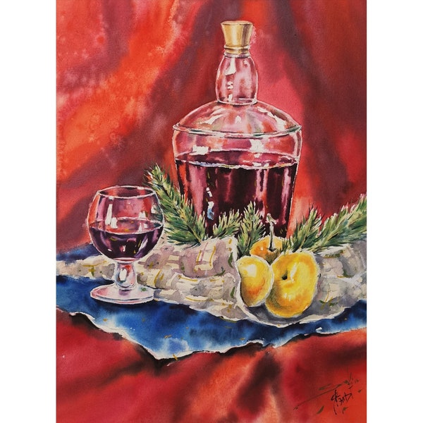 Red Wine Painting Etsy