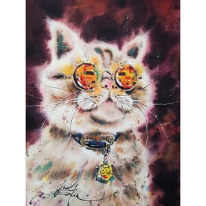 Cat painting Original watercolor painting Fashion artwork Contemporary art 15&quot; by 11&quot;