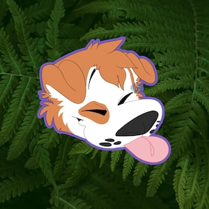 The sillie, furry, fursona, OC, silly, paper sticker, made to order