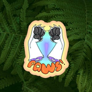 Paws! Furry, fursona, OC, paper sticker, made to order