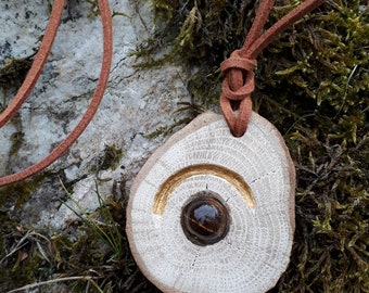 Anhänger Baumperle  Eiche Druidenei Holz Natur Halskette