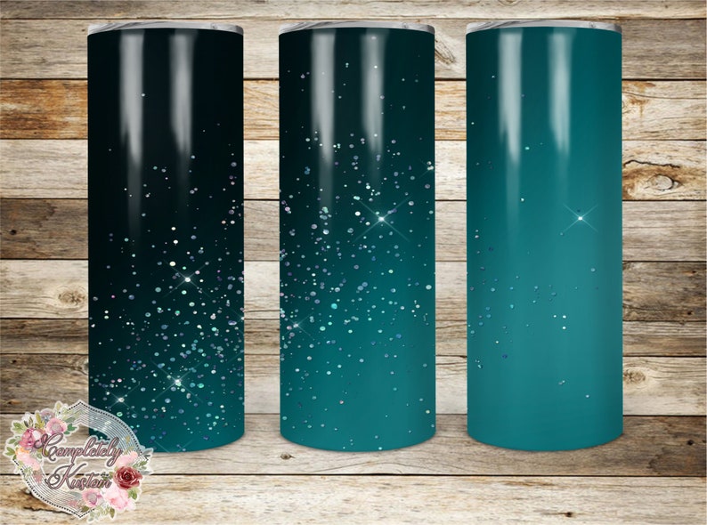 Download Teal Black Glitter 20 30 oz Skinny Tumbler Sublimation | Etsy