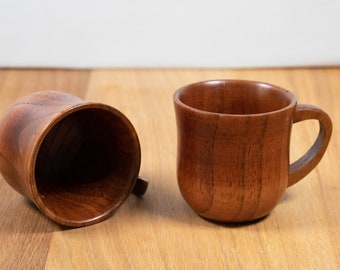 Set of 2 handmade wooden cups made from jujube