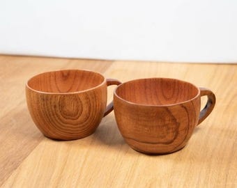 Set di tazze fatte a mano | 4 tazze da tè adatte anche per cioccolata calda e caffè | Tazza in legno di giuggiolo da 200 ml, tazza da caffè giapponese | Regalo per la cucina