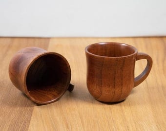 Set di tazze fatte a mano | 4 tazze da caffè, adatte anche per tè e cioccolata calda | Tazze in legno di giuggiolo da 110 ml, tazze da tè giapponesi | Regalo per la cucina