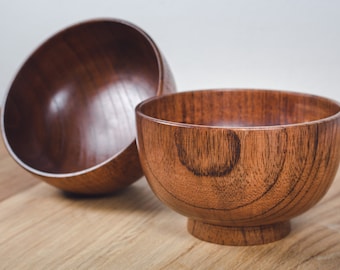 Set van 2 handgemaakte houten kommen gemaakt van jujube