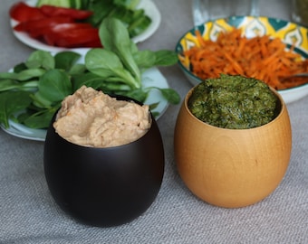 Ensemble de 2 tasses en bois de jujube faites à la main (clair ou foncé)