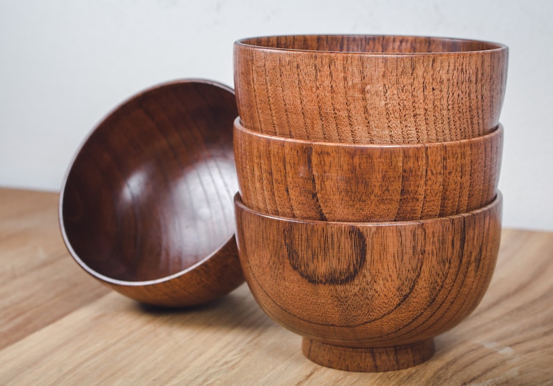 Set of 2 handmade wooden bowls made from jujube Vierer (4 Stück)