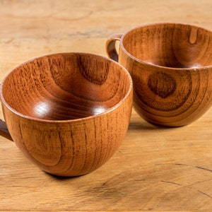 Set of 2 handmade coffee cups made from jujube wood image 3