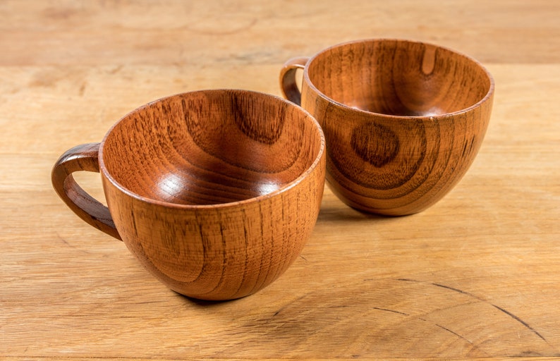Set of 2 handmade coffee cups made from jujube wood image 3