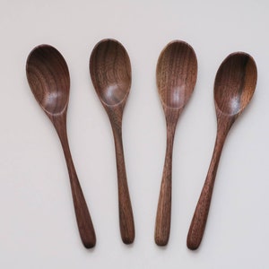 4 elegant wooden spoons made of walnut image 1