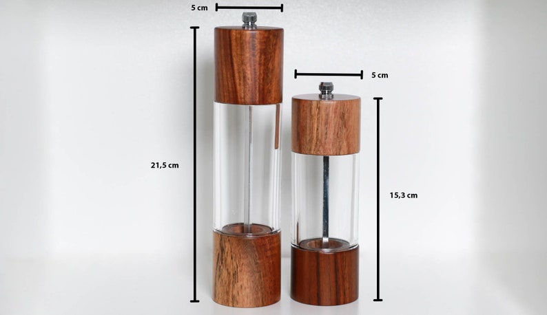 Set of 2 salt and pepper mills made of acacia wood image 2