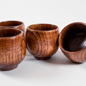 Set of 4 handmade wooden jujube cups