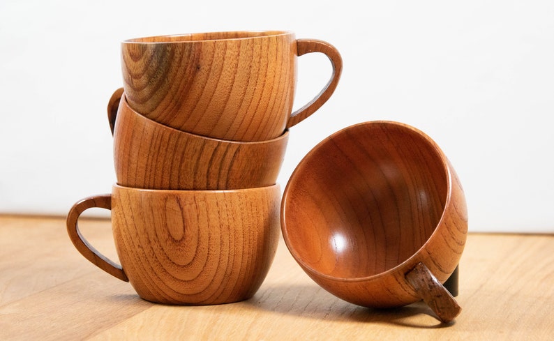 Set of 2 handmade coffee cups made from jujube wood Quartett (4 Stück)