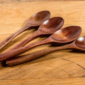 4 elegant wooden spoons made of bamboo image 1