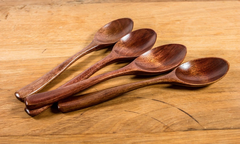 4 elegant wooden spoons made of bamboo image 1