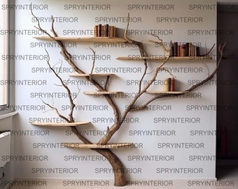 Libreria in legno massello scaffale per libri ad albero da parete per l'arredamento della casa